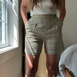 Vintage Green Plaid‎ Shorts Size 0 / 2